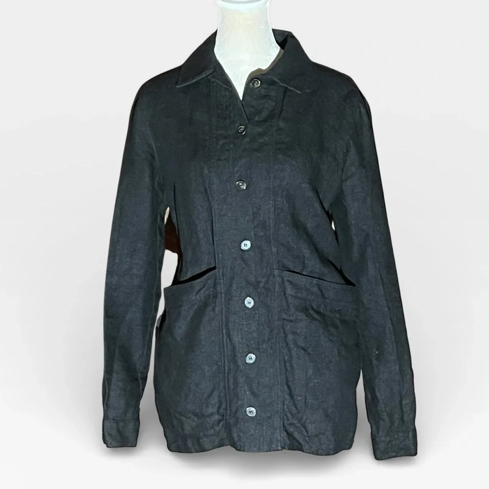Sezane Will Jacket in black linen size XS - Picture 4 of 7